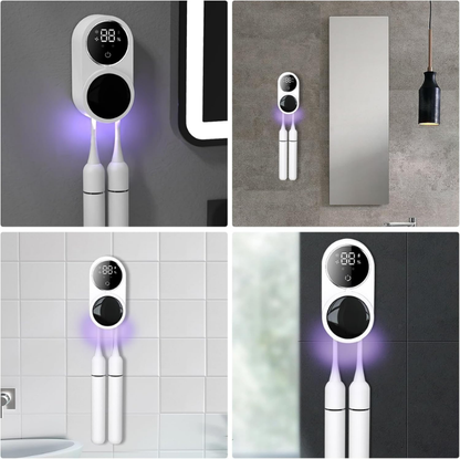 Esterilizador de Cepillos de Dientes Inteligente Recargable por USB, Desinfección Ultravioleta, Secado por Aire, Soporte de Pared para Cepillos de Dientes Eléctricos